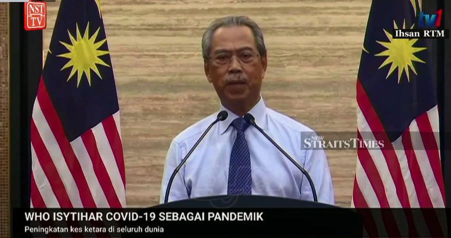 Prime Minister Tan Sri Muhyiddin Yassin addresses the nation in a special televised address on Covid-19. 