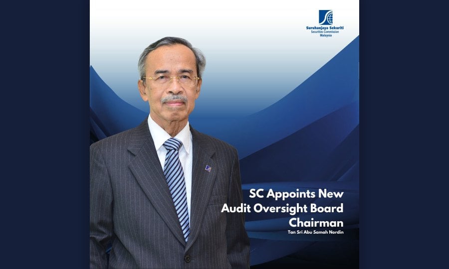 The Securities Commission Malaysia (SC) today announced the appointment of Tan Sri Abu Samah Nordin as the non-executive chairman of its Audit Oversight Board (AOB) effective Jan 5, 2024.- Pic FB credit Securities Commission Malaysia 
