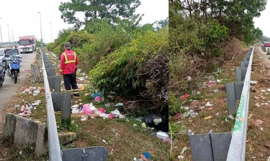Recently the social media was flooded with pictures showing heaps of rubbish scattered on the side of the road near the Pahang-Kelantan border, presumably thrown by irresponsible motorists who do not want to keep the trash in their vehicles until they arrive home. - Pic credit social media