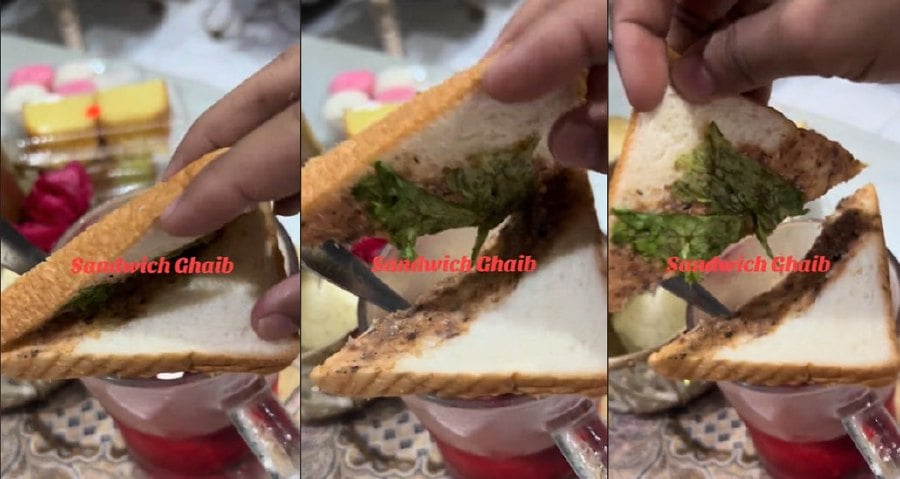 The filling was was only spread at the visible and exposed side of the sandwich, supposedly to deceive the buyers. - Pic credit TikTok @mohdhairies