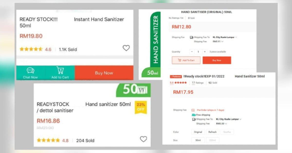 Rising Number Of Overpriced Hand Sanitisers On E Commerce Platforms