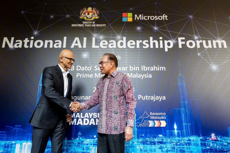 Microsoft chairman & chief executive officer Satya Nadella met Prime Minister Datuk Seri Anwar Ibrahim earlier today at Putrajaya. Pic credit Facebook/Anwar Ibrahim