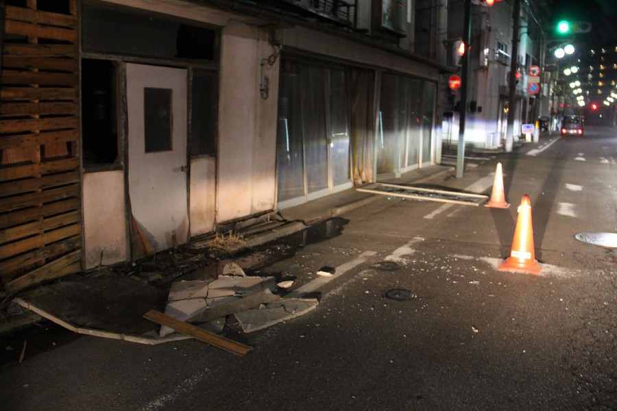 Damaged buildings are seen in Fukushima after a strong earthquake struck late off the eastern coast of Japan. -AFP pic