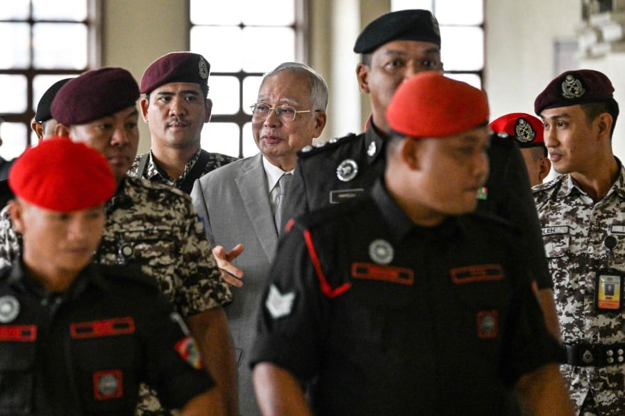 Former prime minister Datuk Seri Najib Razak at the Kuala Lumpur High Court. -- AFP Filepic
