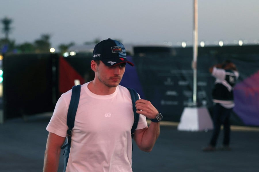 Red Bull Racing's Dutch driver Max Verstappen arrives at the Jeddah Corniche Circuit in Jeddah on March 6, 2024, ahead of the Saudi Arabian Formula One Grand Prix. -- Pic: AFP