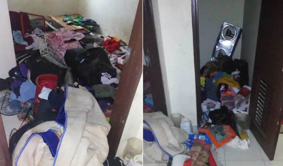 Bee Cleaning Services founder Amurosidah Abdullah, 36, shared that there was a rented house that stank so bad that she thought there could be a dead body rotting away under the pile of clothes and rubbish left behind by the tenant. - Pic courtesy of Amurosidah Abdullah