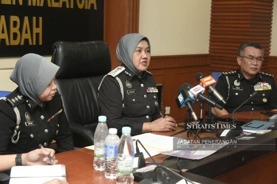  Sabah Immigration director Datuk SH Sitti Saleha Habib Yusoff during a press conference at its headquarters. -Pictures courtesy of Sabah Information Department.