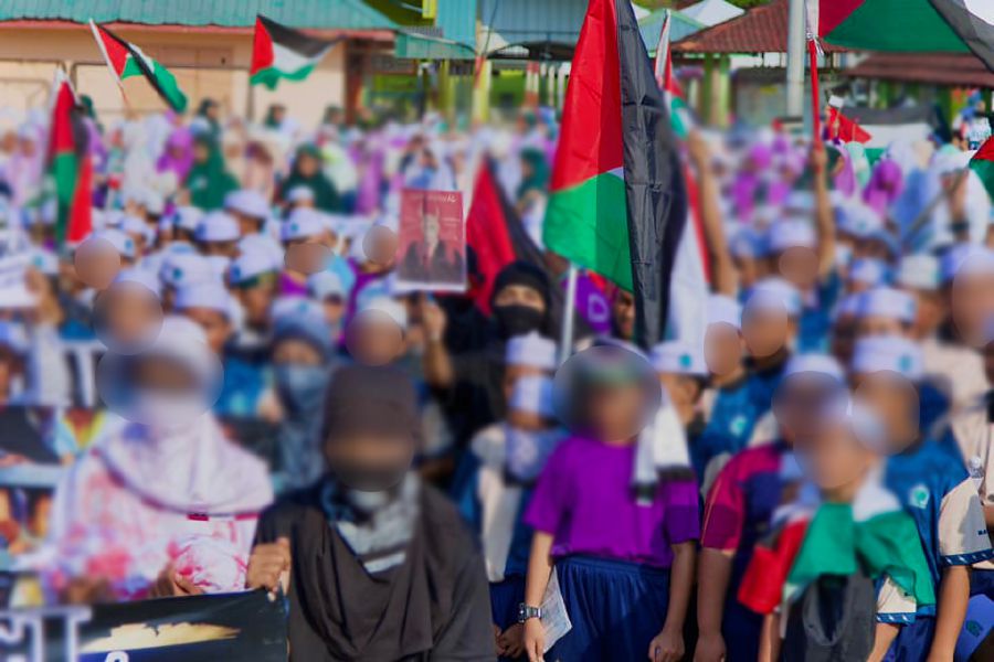 This image sourced from social media, shows students allegedly taking part in the Palestinian Solidarity week at a school recently. 