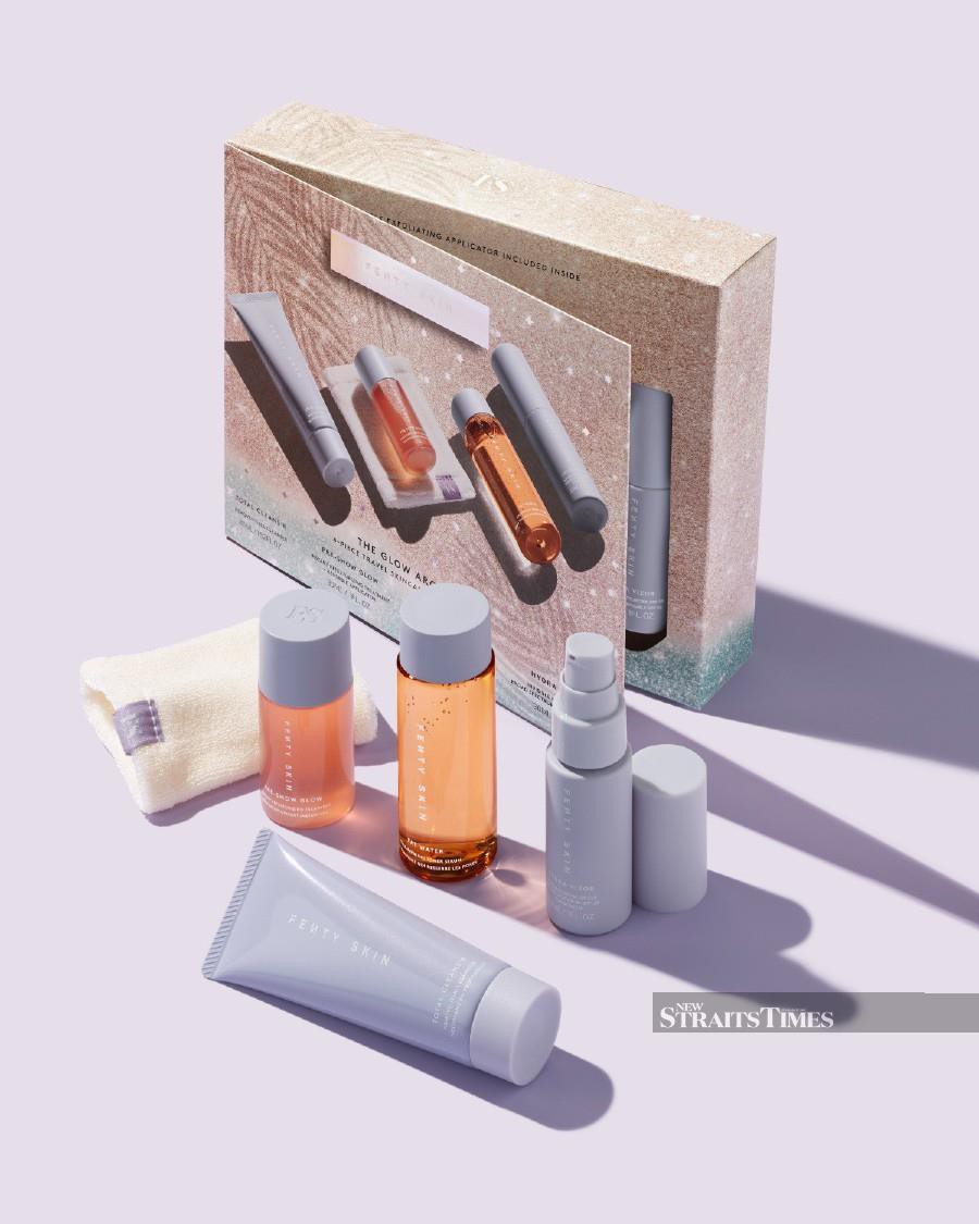 Fenty Beauty Glow Around Four-Piece Travel Skincare Essentials Set gives customers everything they need for a smooth, glowing, make-up-ready skin.