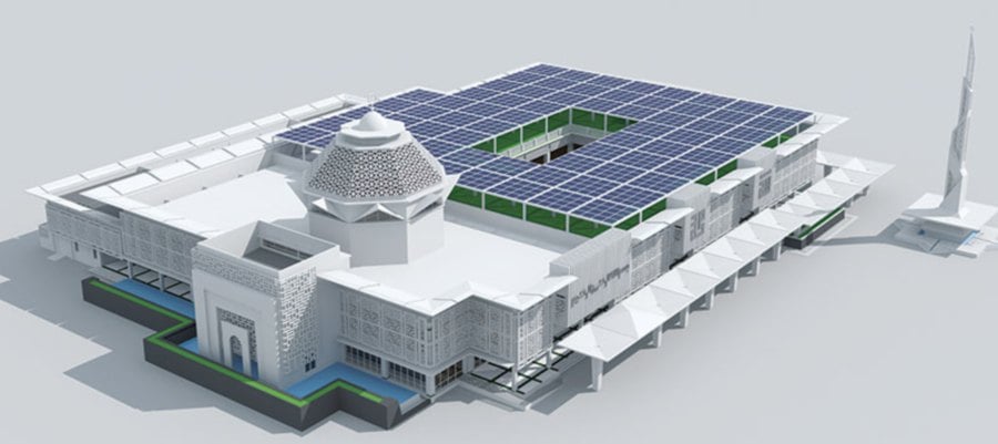 Over 800 solar panels will be able to generate electricity for the whole mosque.
