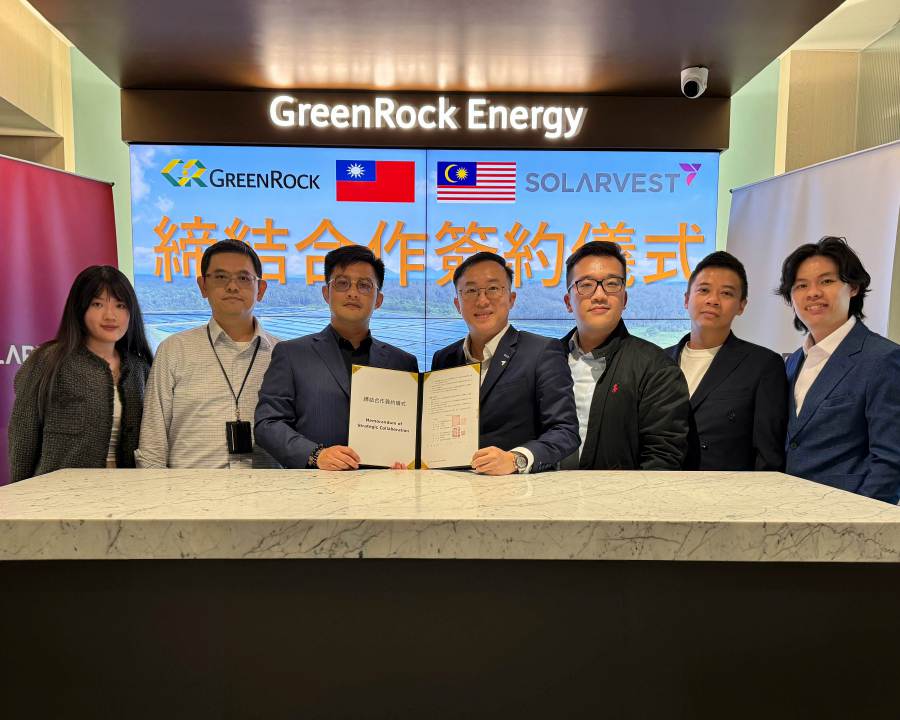 Solarvest Holdings Bhd has partnered with Taiwan’s major renewable energy player GreenRock Energy to accelerate the development of green energy solutions in both Taiwan and Malaysia. 