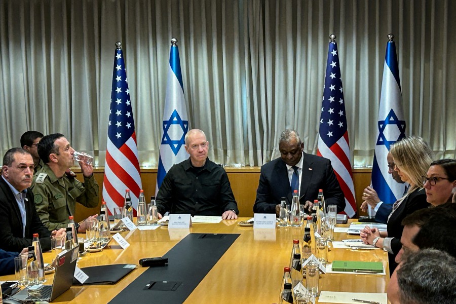 U.S. Secretary of Defense Lloyd Austin and Israeli Defense Minister Yoav Gallant meet, amid the ongoing conflict between Israel and Hamas, in Tel Aviv, Israel . - REUTERS PIC
