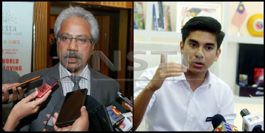Syed Saddiq Syed Abdul Rahman (right) says he is ready for face the music for calling for the resignation of P. Waythamoorthy as Minister in the Prime Minister’s Department. - NSTP