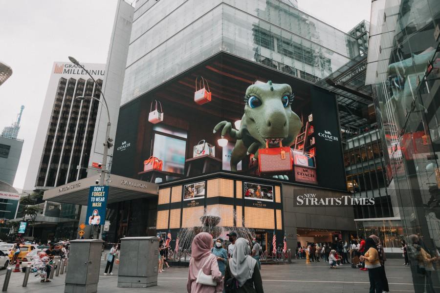 The public can watch Rexy on Pavilion Elite giant LED screen, walking around with the Rogue bags.