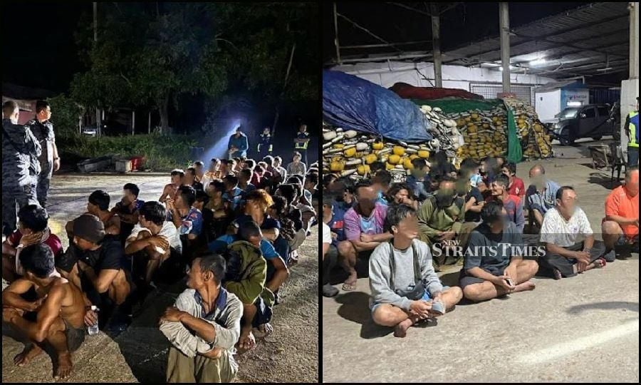 The undocumented migrants nabbed by the MMEA in Tok Bali ad Semerak. - Pix courtesy of MMEA
