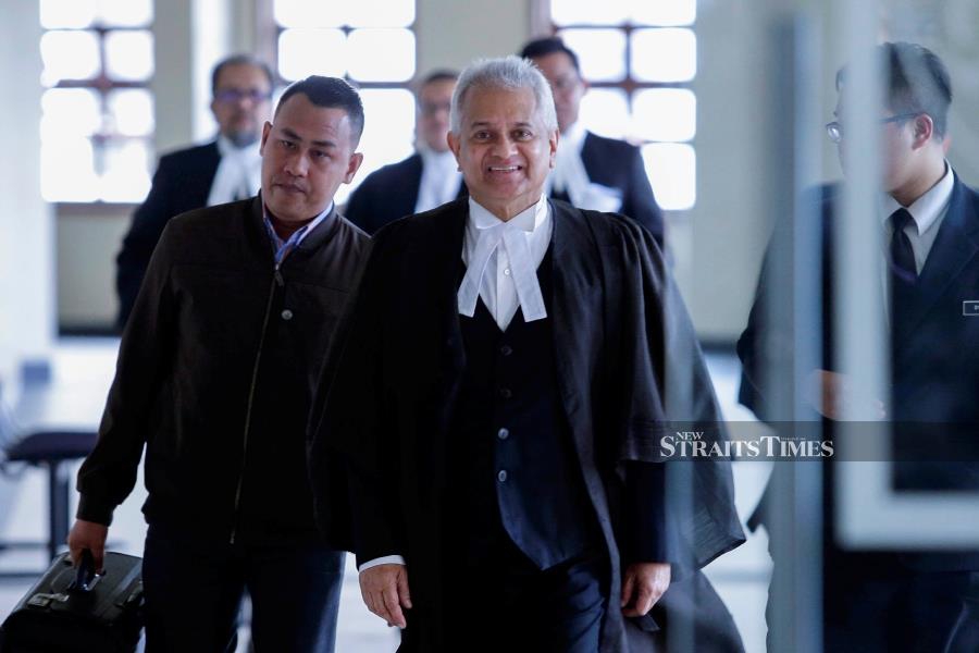 Attorney-General Tommy Thomas, who is the lead prosecutor, said the prosecution would prove that Najib had used his position as prime minister and finance minister to obtain for himself gratification of RM42 million, transferred into his bank accounts between Aug 17, 2011, and Feb 8, 2012. Pic by NSTP/AIZUDDIN SAAD