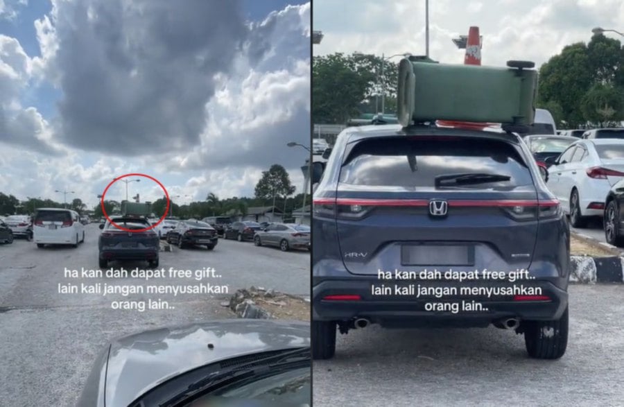 The driver had parked in the middle of a parking lot, causing inconvenience to others.- PIC CREDIT: TIKTOK/@ariffrashid11
