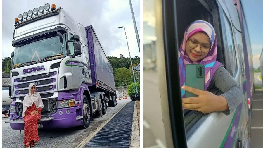 Siti Hajar Mat Kasa, 36, who has been sharing videos of her driving heavy vehicle, has garnered attention among TikTok users. - Pic courtesy of reader
