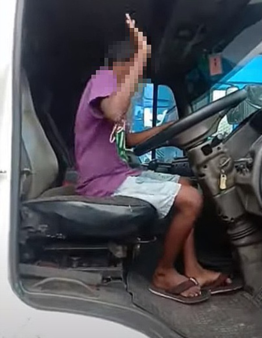 The father of an 11-year-old boy who drove a trailer is being remanded for two days to facilitate investigation into the case. (Pic from video Screengrab)