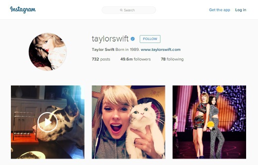 taylor swift kim kardashian lead most followed instagram accounts - taylor swift following on instagram