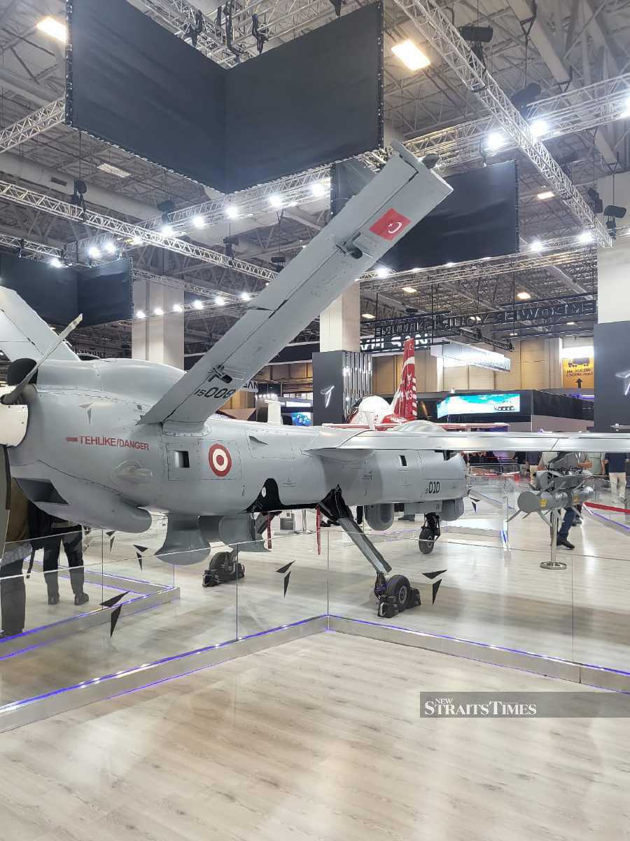 Turkish Aerospace's Anka at IDEF 2023. Malaysia has ordered three units of the  drones in May