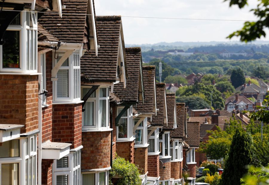 A terrace of homes on a hill in Birstall, U.K., on Monday, July 5, 2021. Global valuations in the property markets are soaring at the fastest pace since 2006, according to Knight Frank, with annual price increases in double digits.