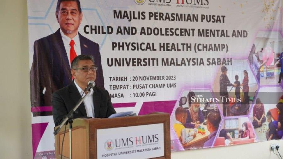  UMS vice chancellor Professor Datuk Dr Kasim Mansor delivers his speech during the launching of Child and Adolescent Mental and Physical Health Centre in Kota Kinabalu. - Pic courtesy of UMS