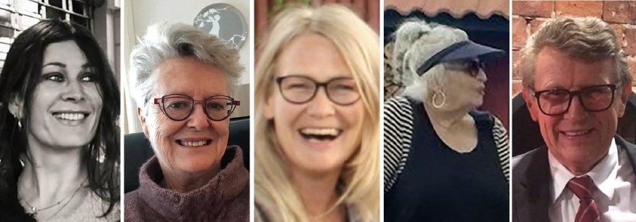 This handout photo made available by the Norwegian Police on October 16, 202,1 shows photos of the five people who were killed in Kongsberg three days earlier (L-R) Andréa Meyer, age 52, Liv Berit Borge, age 75, Hanne Merethe Englund, age 56, Gun Marith Madsen, age 78 and Gunnar Erling Sauve, age 75. - AFP PIC