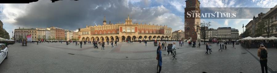  A panorama of Krakow's city square.