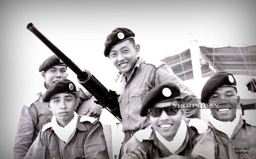  Goh and his team during their two weeks survival training at an uninhabited island off Lumut in 1962.