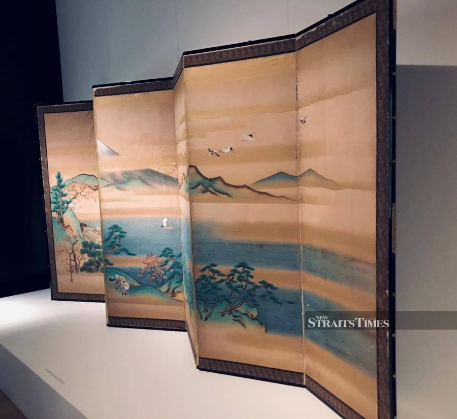  One of a pair of magnificent screen paintings given by the Shogun of Japan to Queen Victoria in 1860.