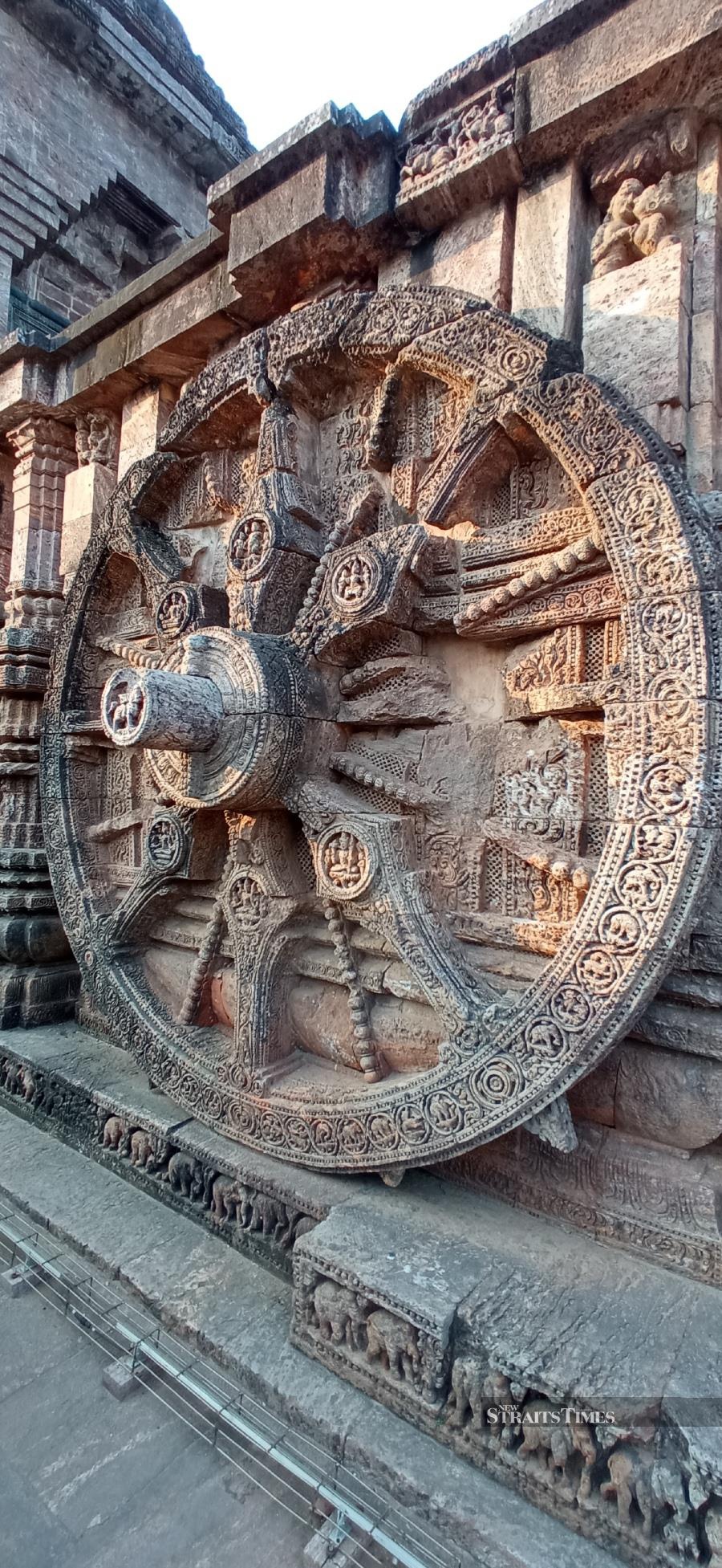 Part of the wheel found at the Konark temple — 12 wheels represent the 12 months in a year.