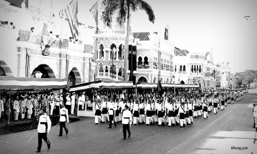  Military Parade on Merdeka Day at Dataran Merdeka Kuala Lumpur on Aug 31, 1957.