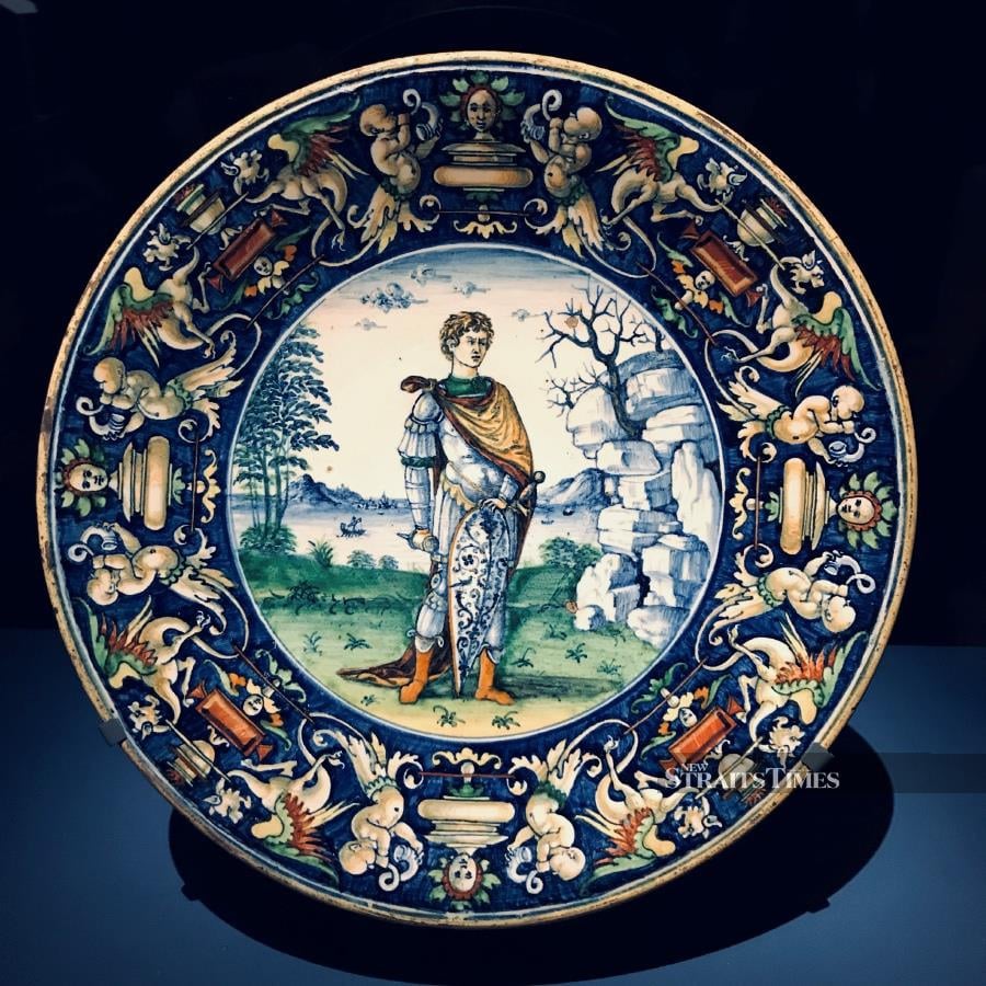  Inspired by Donatello's statue of St George, this colourful plate was created around 1510.