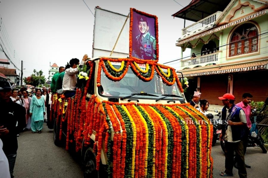  Funeral procession in Rambahadur's hometown of Damak, Nepal on April 30, 2023.