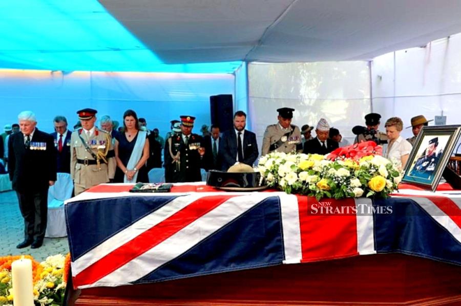  Lying in state at the British Gurkha headquarters in Kathmandu on April 28, 2023.