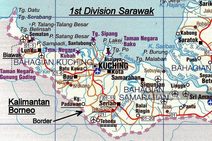  Map of 1st Division of Sarawak.