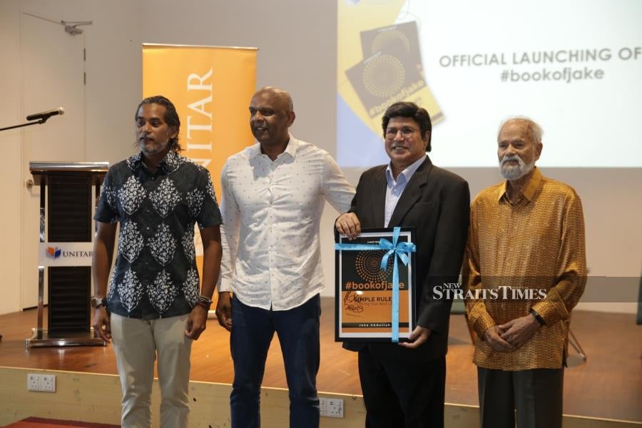  An illustrious gathering at the launch, which included (from left) Khairy Jamaluddin, Jake, Professor Emeritus Tan Sri Datuk Sri Dr Sahol Hamid Abu Bakar and Tan Sri Professor Dr T. Marimuthu.