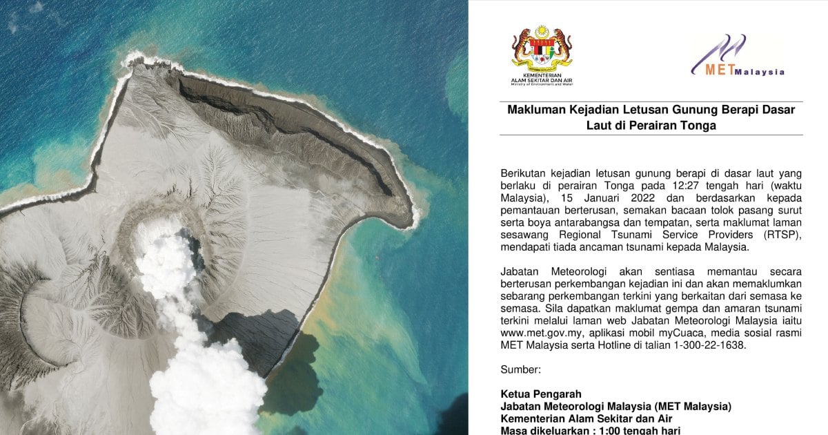 Tonga volcano eruption: No tsunami threat to Malaysia