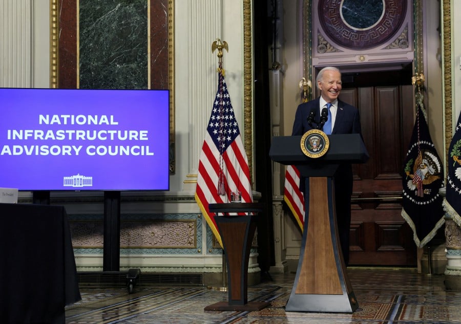 U.S. President Joe Biden delivers remarks during a meeting of the National Infrastructure Advisory Council the White House in Washington. - REUTERS PIC
