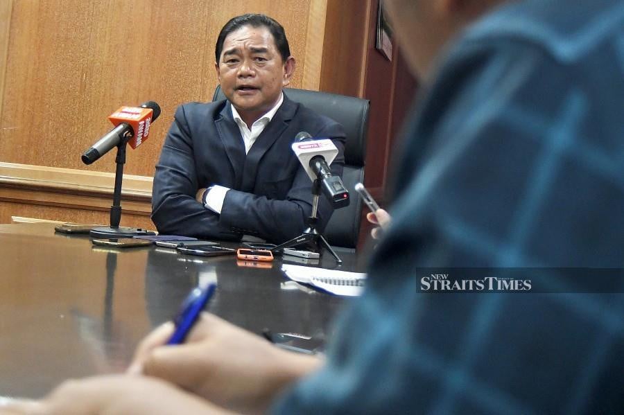 Sabah Minister of Community Development and People’s Welfare Datuk James Ratib speaking to reporters during a press conference at his office in Wisma Tun Fuad Stephen, Kota Kinabalu. -NSTP/MOHD ADAM ARININ