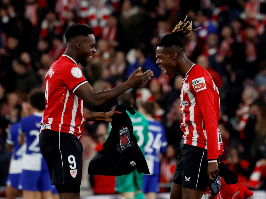 Athletic Bilbao's Inaki Williams with his younger brother Nico Williams. - REUTERS PIC