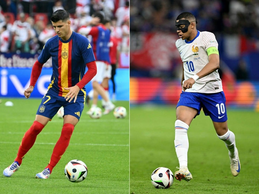 Spain's forward Alvaro Morata (L) and France's forward Kylian Mbappe are key players for their respective teams. - AFP PIC