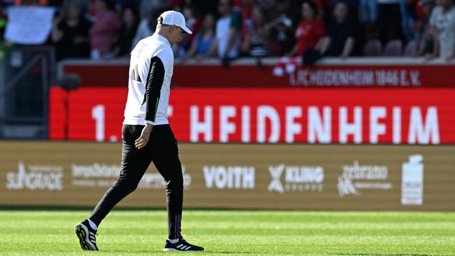Bayern Munich's Thomas Tuchel leaves the pitch after his team's defeat against Heidenheim in Heidenheim. - AFP PIC