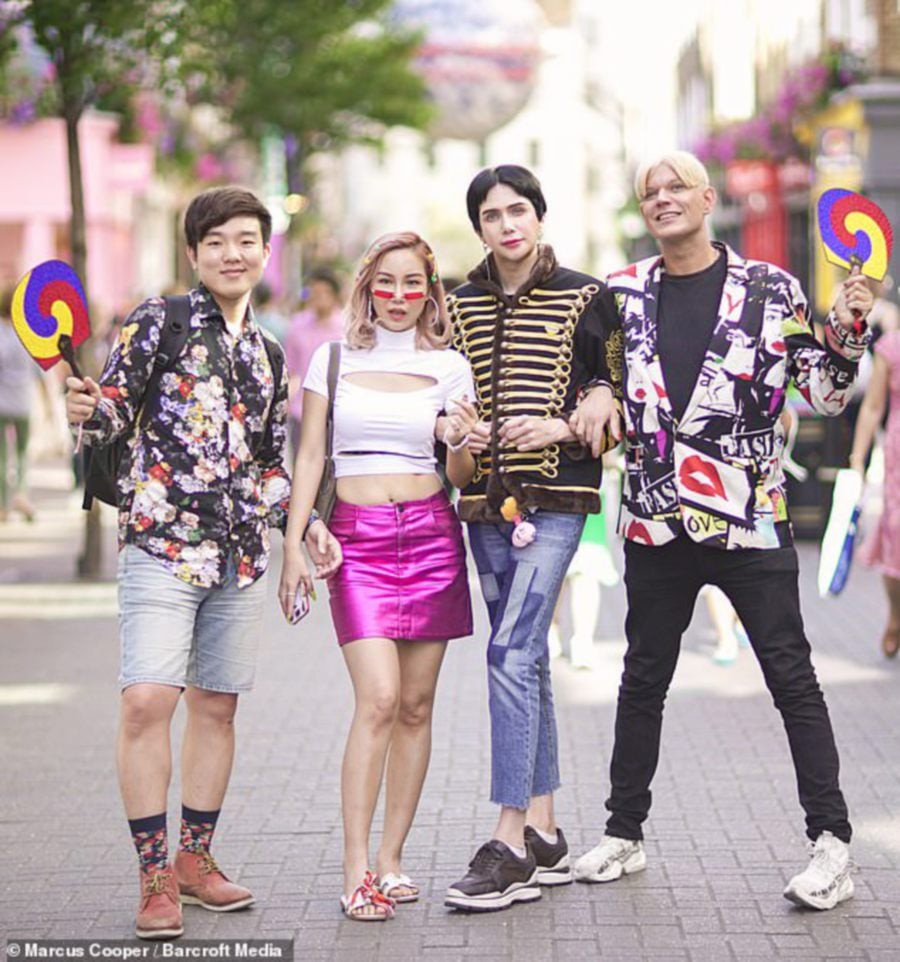 Oli's dreams have come with some controversy and concerns surrounding cultural appropriation. Pictured, together with his friends in Carnaby Street. Pic courtesy of DAILY MAIL