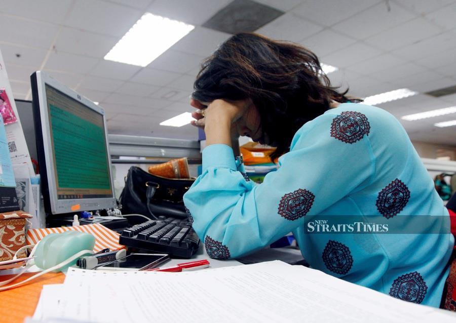 Employers must be aware that the neglect of mental health and psychosocial factors at the workplace is not only detrimental to the individual worker. It also directly affects productivity, efficiency and output of any organisation. - NSTP file pic