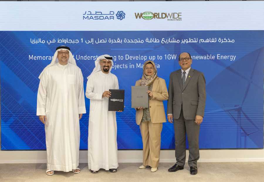 Worldwide Holdings Bhd has signed a memorandum of understanding (MoU) with Masdar (Abu Dhabi Future Energy Company) to jointly develop one gigawatt (GW) of renewable energy projects in Selangor.