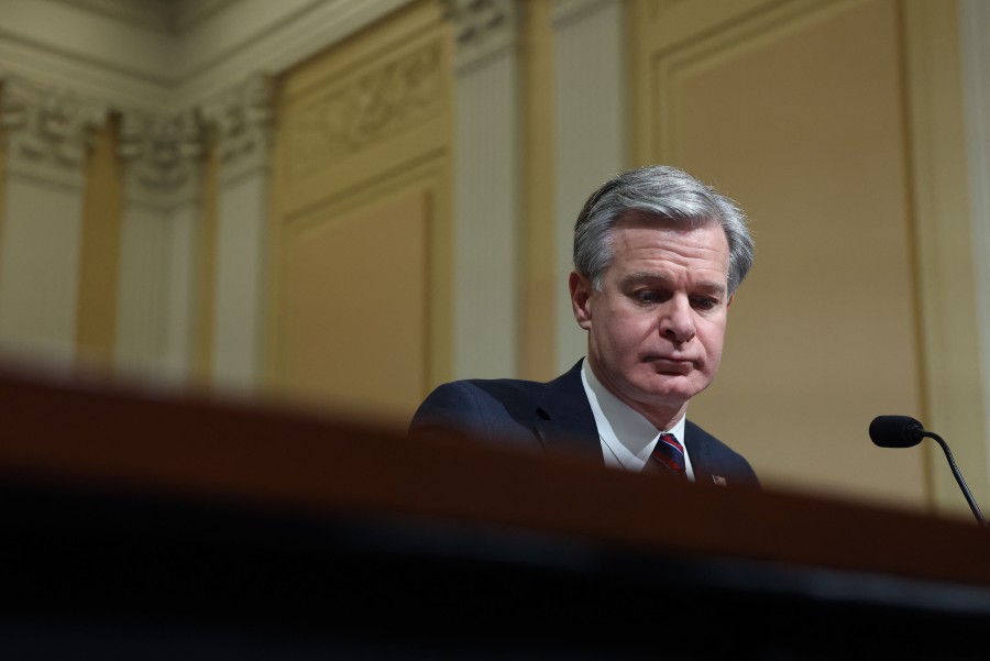  FBI Director Christopher Wray testifies before the House (Select) Strategic Competition Between the United States and the Chinese Communist Party Committee on Capitol Hill on January 31, 2024 in Washington, DC. - AFP PIC