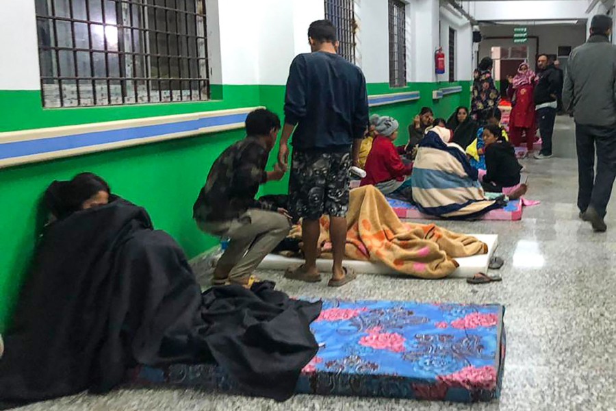 Survivors are seen at a corridor of the Jajarkot district hospital in the aftermath of an earthquake in Jajarkot on November 4, 2023. -- Pic: AFP