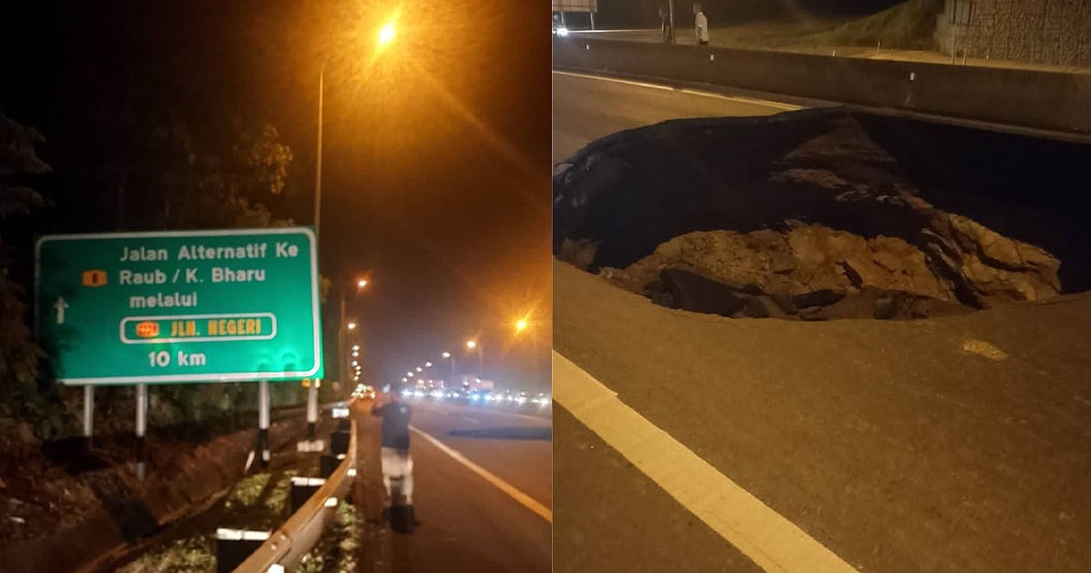 Section of KL-Karak Highway near Bentong closed due to sinkhole | New ...
